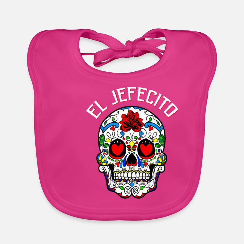 Sugar Skull El Jefecito Le petit patron Dia de Los Bavoir bio Bébé