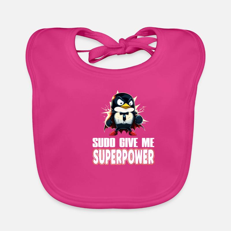 Linux Sudo Superpower Tux Superhero Penguin Baby Bio-Lätzchen