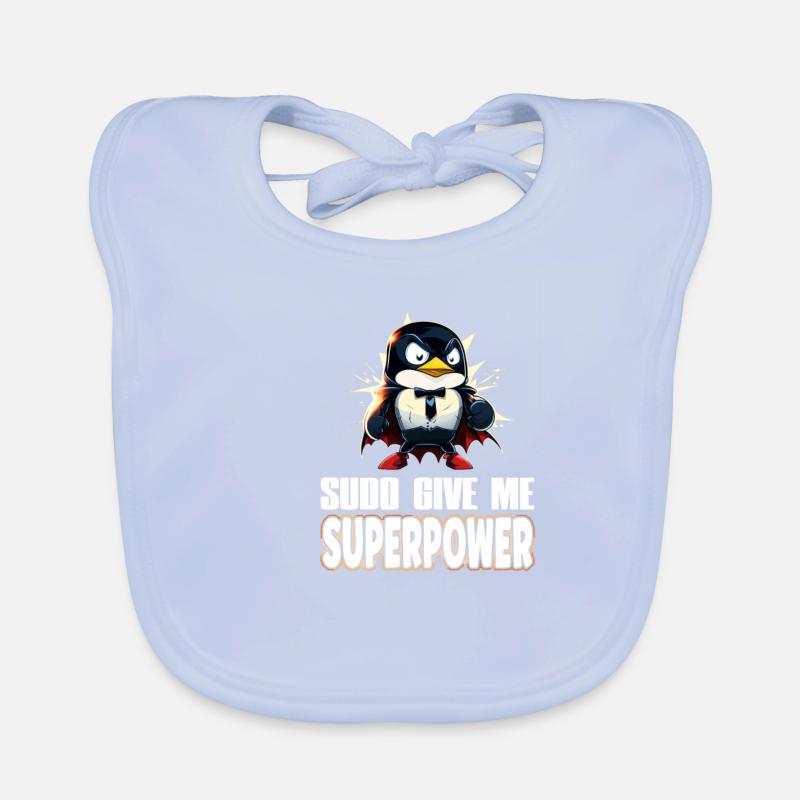 Linux Sudo Superpower Tux Superhero Penguin Baby Bio-Lätzchen