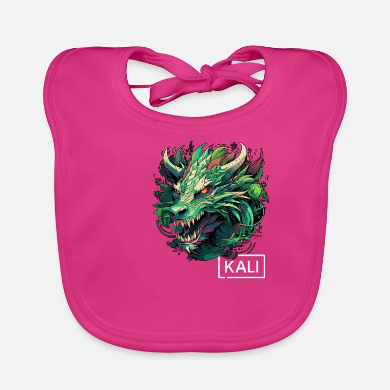 Modern Green Kali Linux Dragon Design for Ethical Organic Baby Bibs