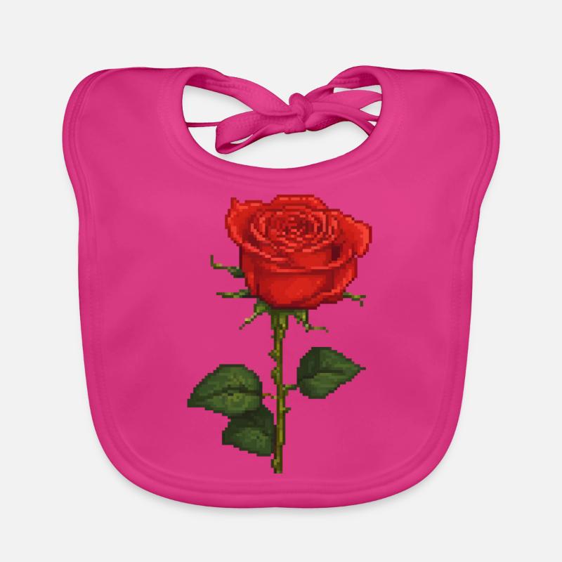 Pixelated Rose Organic Baby Bibs