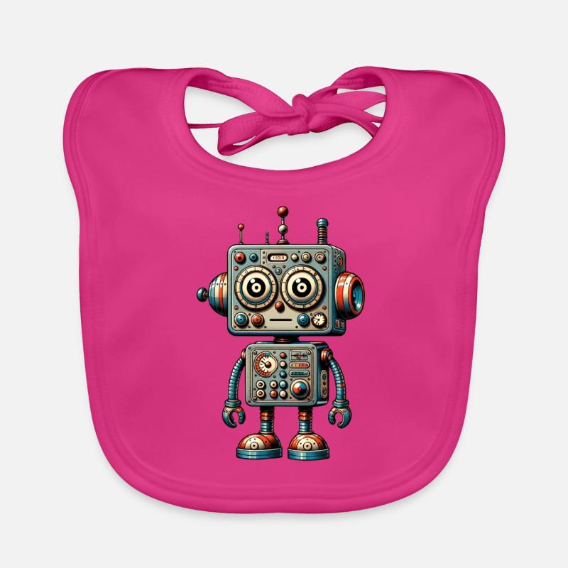 Toy Robot Looks Puzzled Organic Baby Bibs