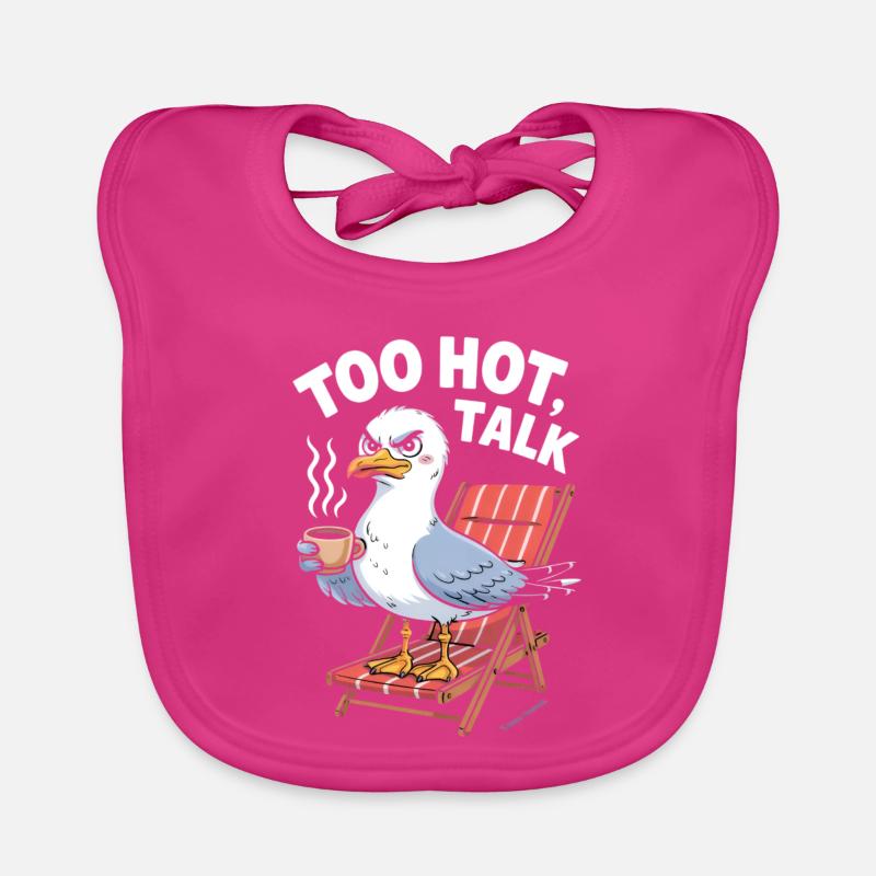 Freche Möwe entspannt sich mit Kaffee - Baby Bio-Lätzchen - Fuchsia
