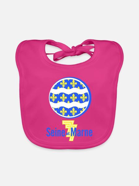 Logo Seine et Marne 77 - Organic Baby Bibs - fuchsia - Front