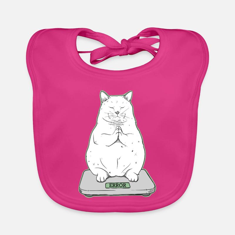 Dicke Katze im Meditationsmodus - Baby Bio-Lätzchen - Fuchsia