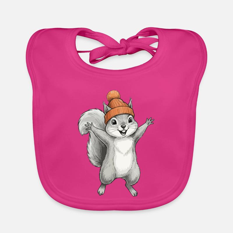 Squirrel with cap Organic Baby Bibs
