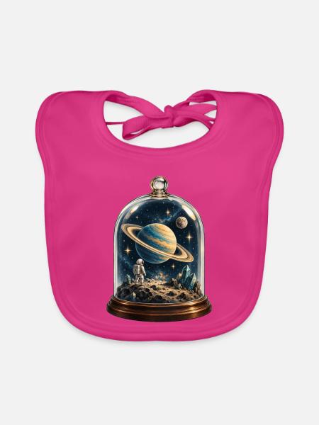 Astronaut unter der Kuppel - Baby Bio-Lätzchen - Fuchsia