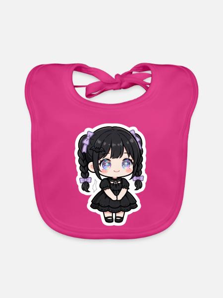 Kosmische Lolita Chibi in Schwarz - Baby Bio-Lätzchen - Fuchsia