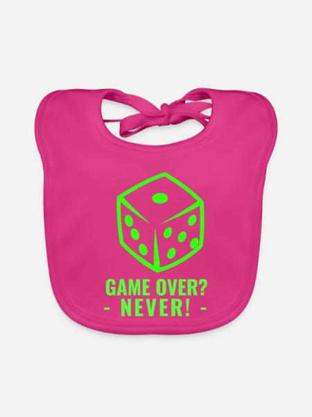 GAME OVER? - NEVER! - Baby Bio-Lätzchen - Fuchsia - Vorne