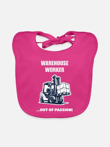Warehouse Worker Out Of Passion Stapler Geschenk - Baby Bio-Lätzchen - Fuchsia - Vorne