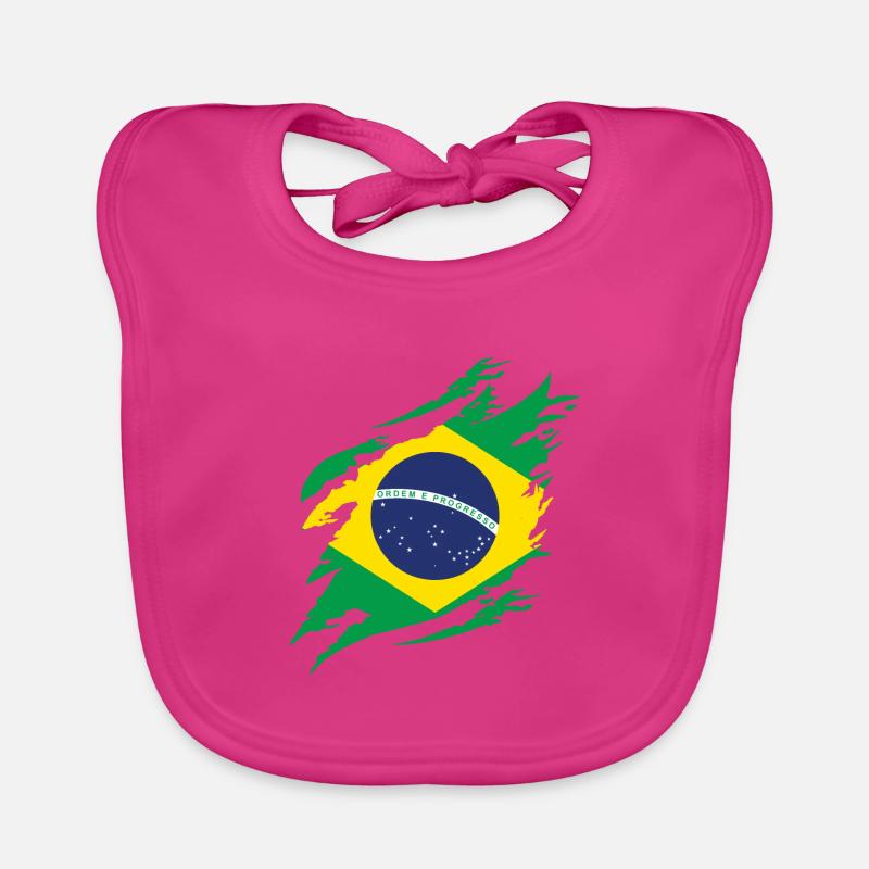 Brésil Drapeau Brésilien Drapeau Amérique du Sud - Bavoir bio Bébé - fuchsia