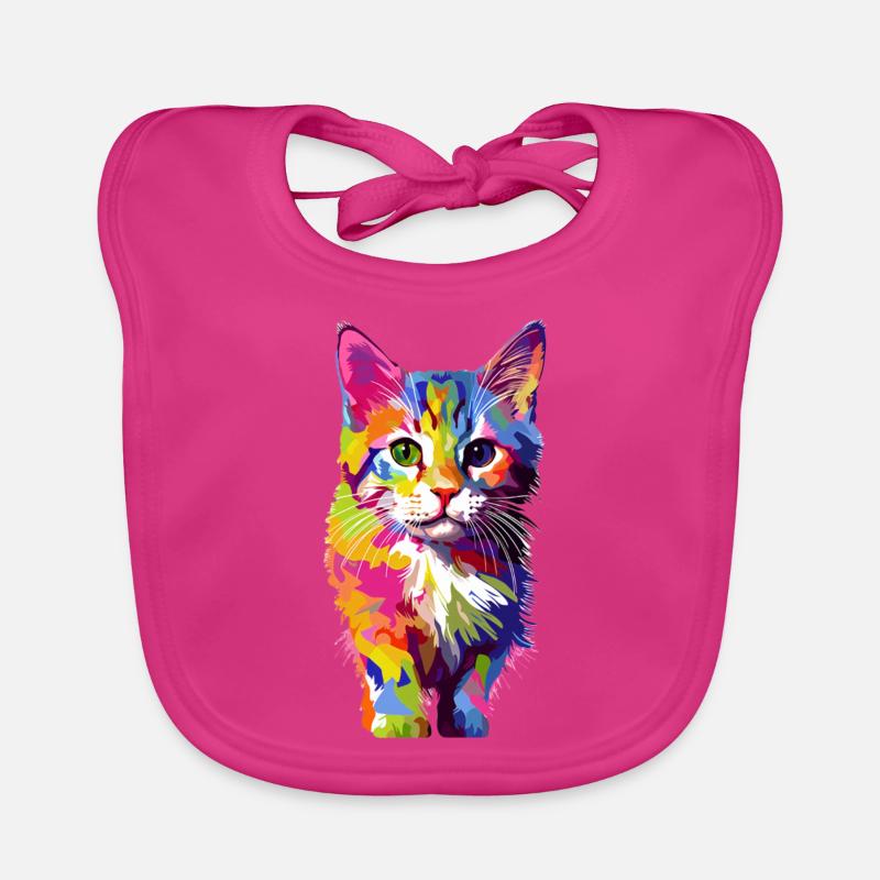 Chat coloré espiègle Bavoir bio Bébé
