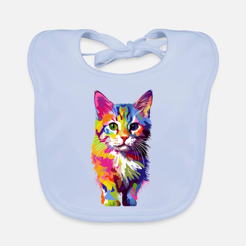 Chat coloré espiègle Bavoir bio Bébé