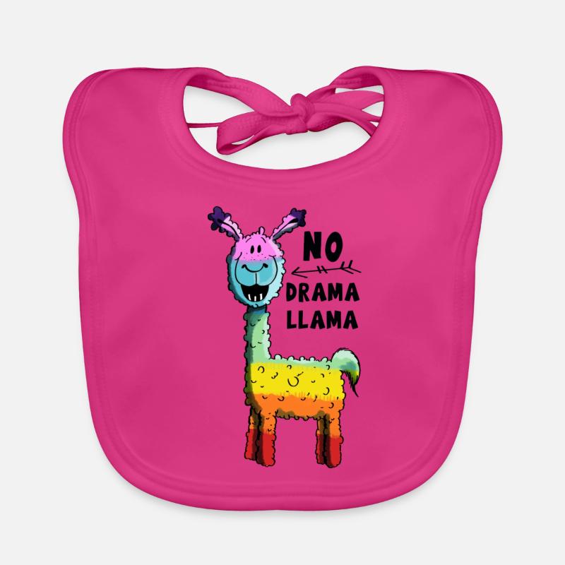 Regenbogen No Drama Llama - Lama - Geschenk - Baby Bio-Lätzchen - Fuchsia