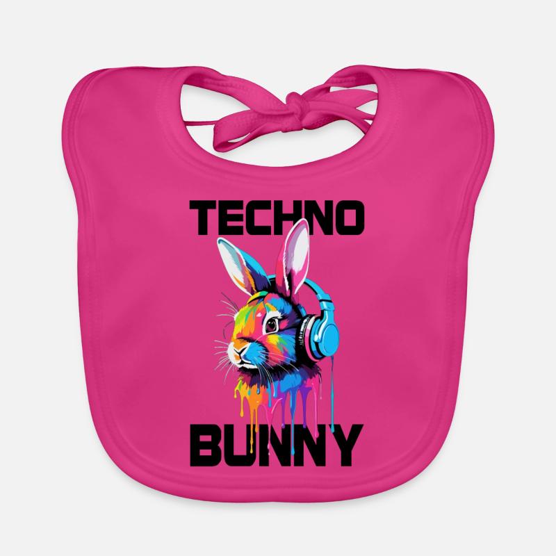 Techno Bunny - Baby Bio-Lätzchen - Fuchsia