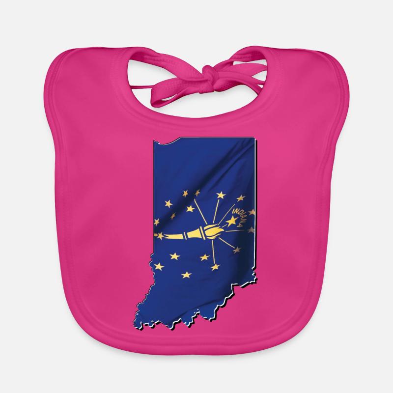Indiana State Flag in Indiana State Map Organic Baby Bibs