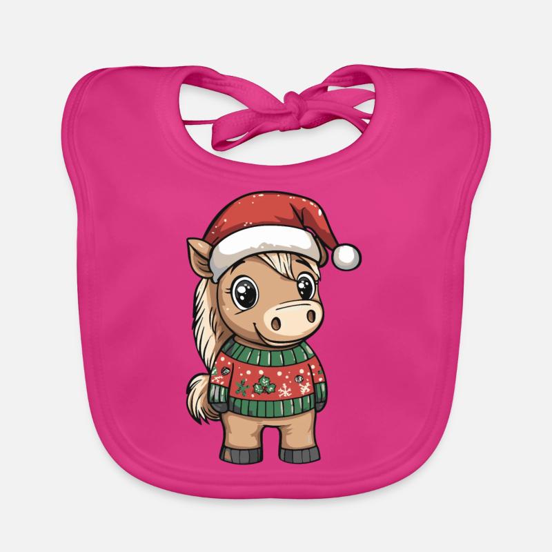 Horse Christmas Comic Organic Baby Bibs