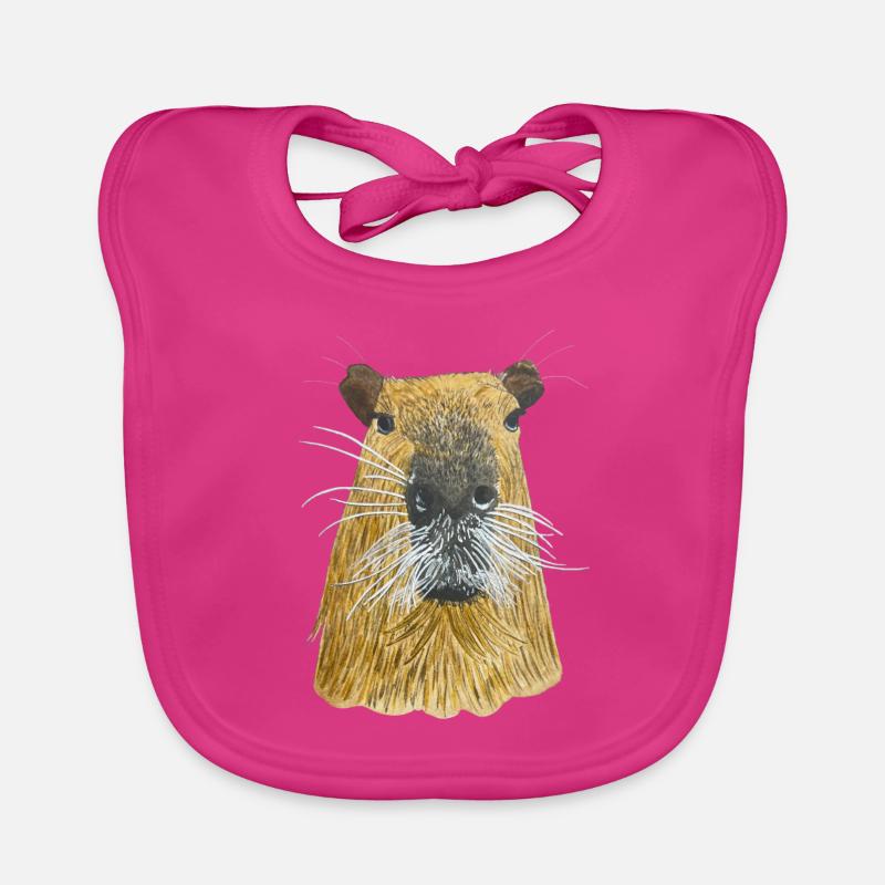 mignon capybara capybara capibara cochon d’Inde - Bavoir bio Bébé - fuchsia