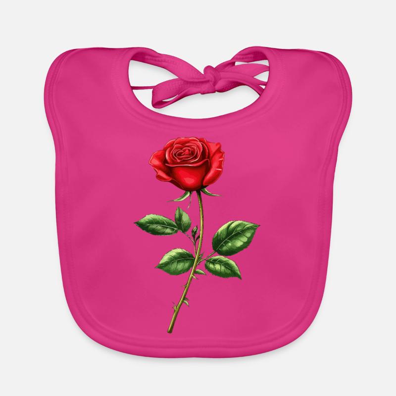 Rose Love Saint-Valentin Bavoir bio Bébé