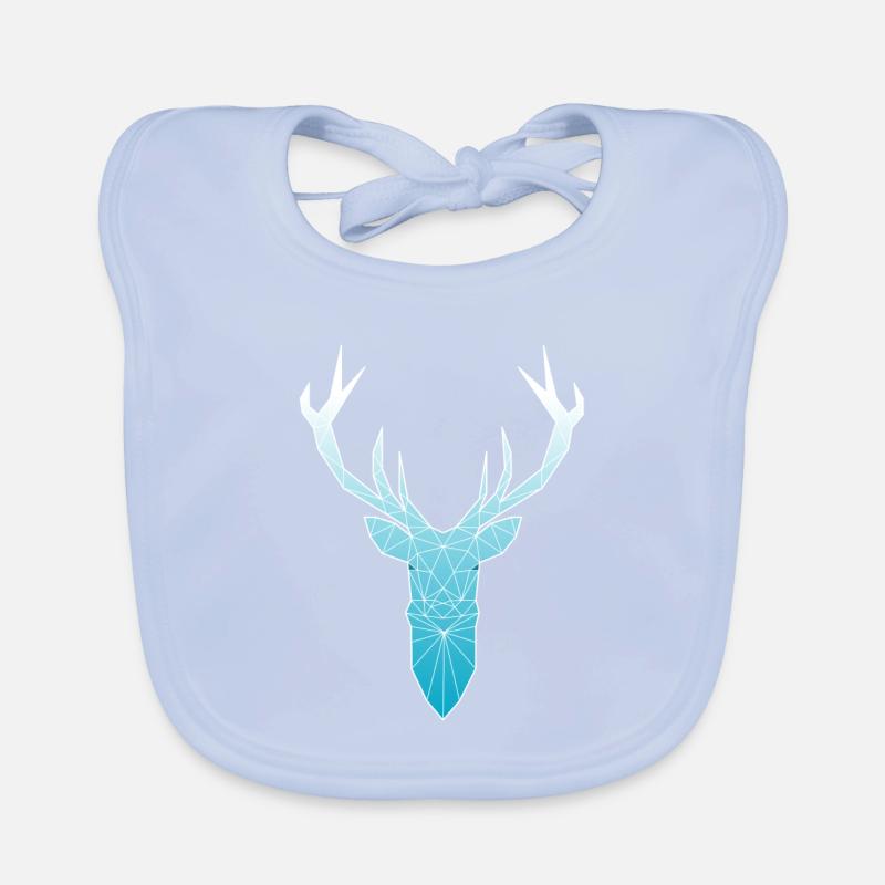 Deer head in triangle design (light blue) Organic Baby Bibs