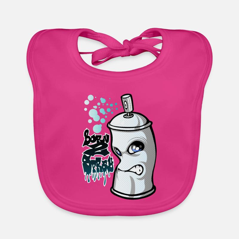 Spray and graffiti - Bavoir bio Bébé - fuchsia