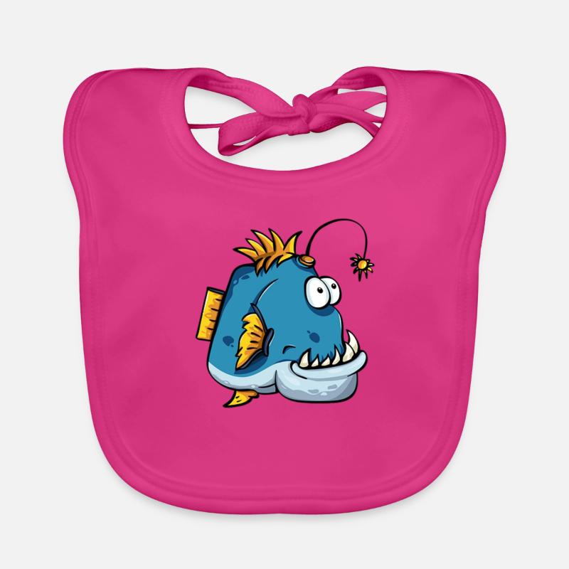Poisson laid. - Bavoir bio Bébé - fuchsia