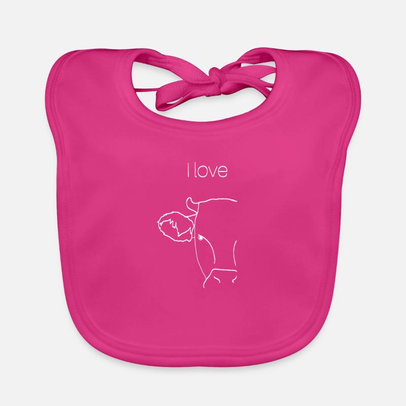 J'adore les vaches - Bavoir bio Bébé - fuchsia