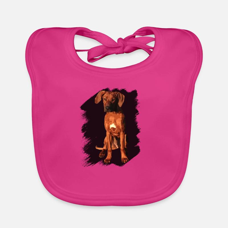 Rhodesian Ridgeback on black background Organic Baby Bibs