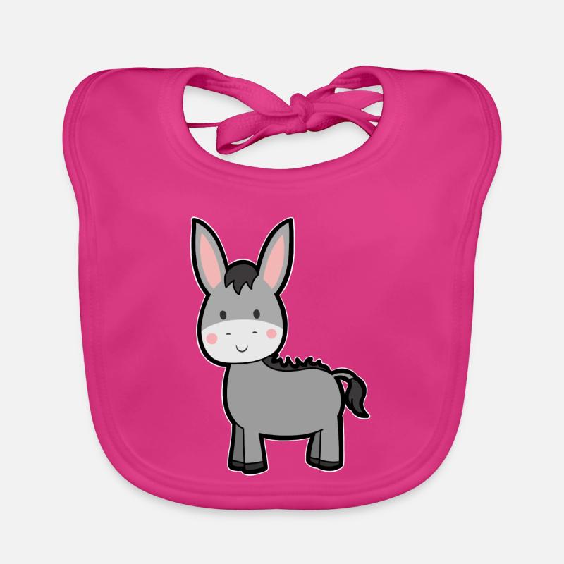 L’âne - Bavoir bio Bébé - fuchsia