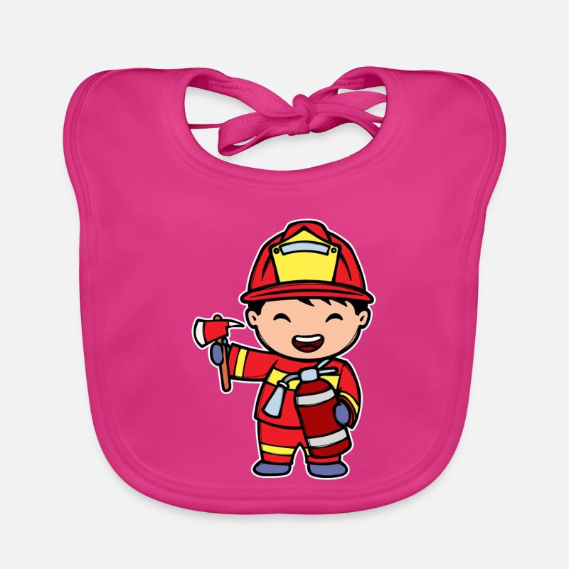 Volunteer fire brigade fire extinguisher firefighter helmet Organic Baby Bibs