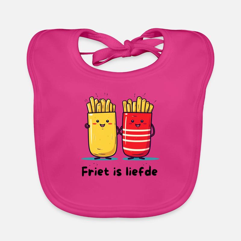 Friet is liefde - Bavoir bio Bébé - fuchsia