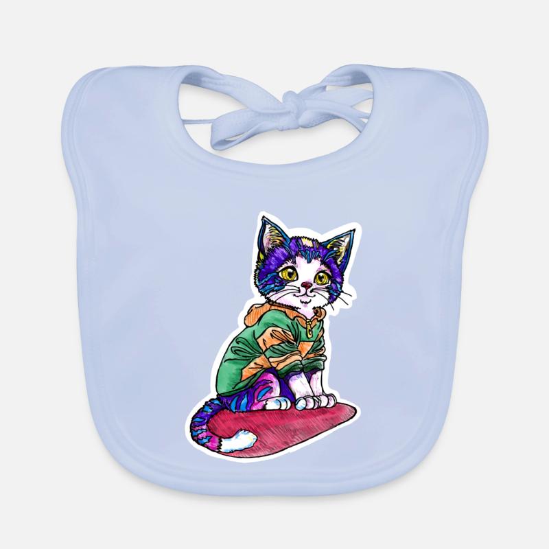 Chat en pull vert Bavoir bio Bébé