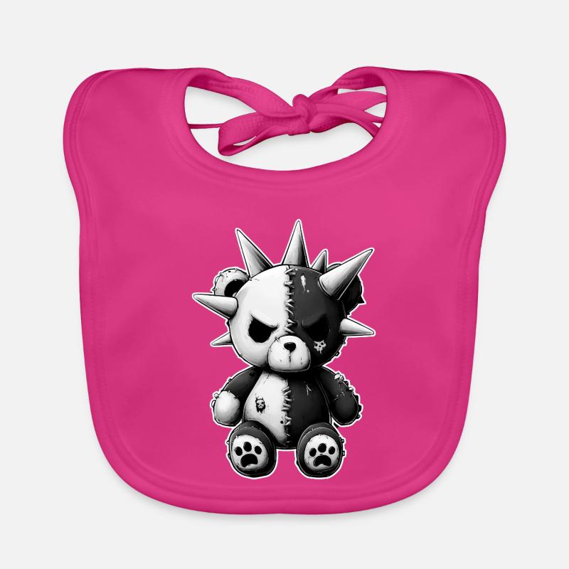Punk peluche Broken Skull - Bavoir bio Bébé - fuchsia
