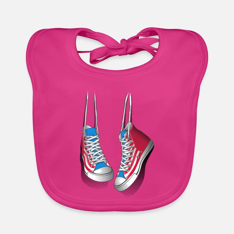 Baskets et lacets de chaussures - Bavoir bio Bébé - fuchsia