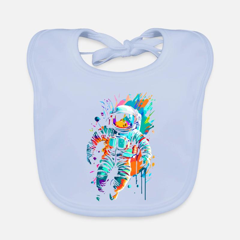Colored astronaut in space space Organic Baby Bibs