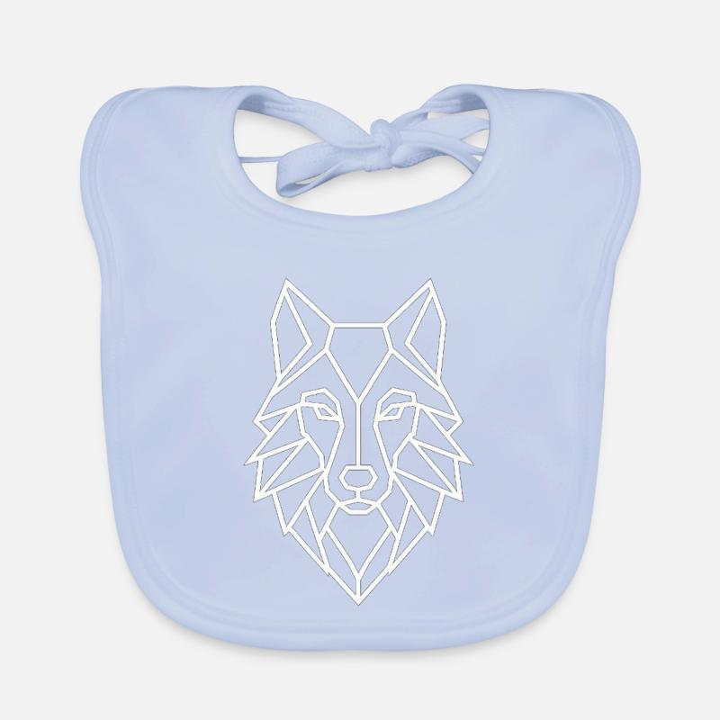 Geometric Wolf Head Line Art Organic Baby Bibs