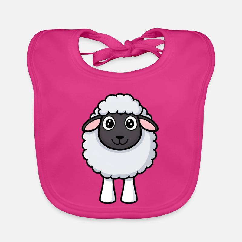 Zottel-Schaf Kuschel-Design - Baby Bio-Lätzchen - Fuchsia