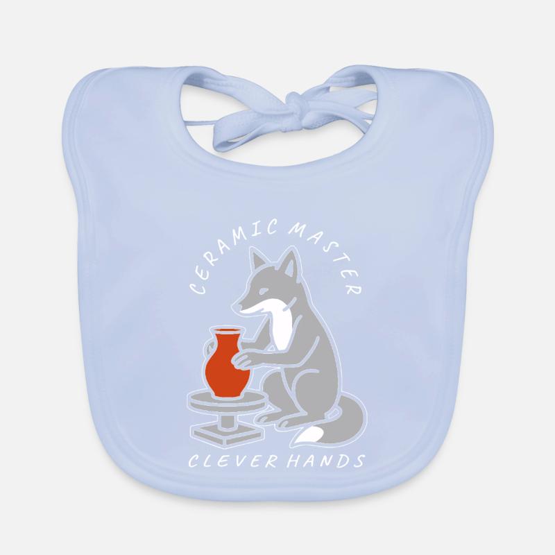 Ceramic Master Fox on Pottery Wheel Organic Baby Bibs