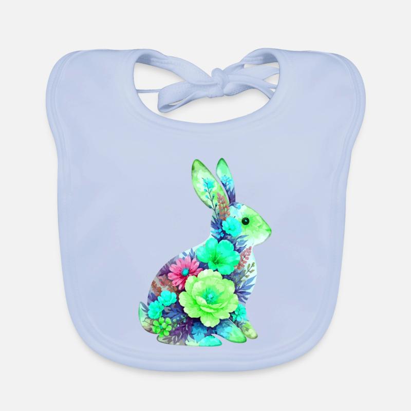 Fleurs aquarelles de lapin à Pâques Bavoir bio Bébé
