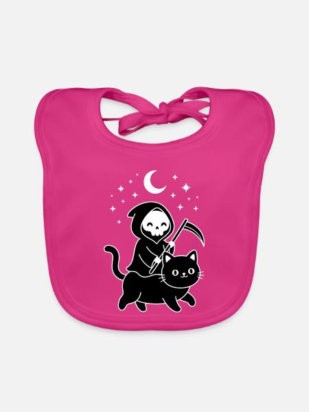 Sensenreiter Katze im Mondschein - Baby Bio-Lätzchen - Fuchsia