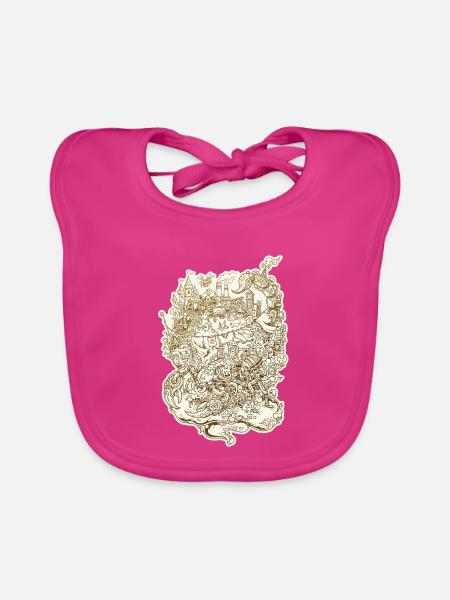 Doodle Skorpion - Baby Bio-Lätzchen - Fuchsia
