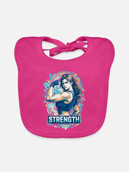 Starke Frau Strength | Frauen Empowerment - Baby Bio-Lätzchen - Fuchsia - Vorne