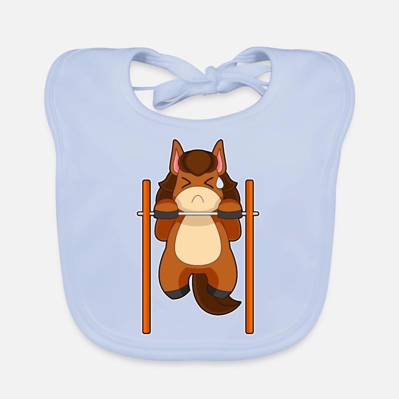 Horse Bodybuilding Pull-ups Organic Baby Bibs