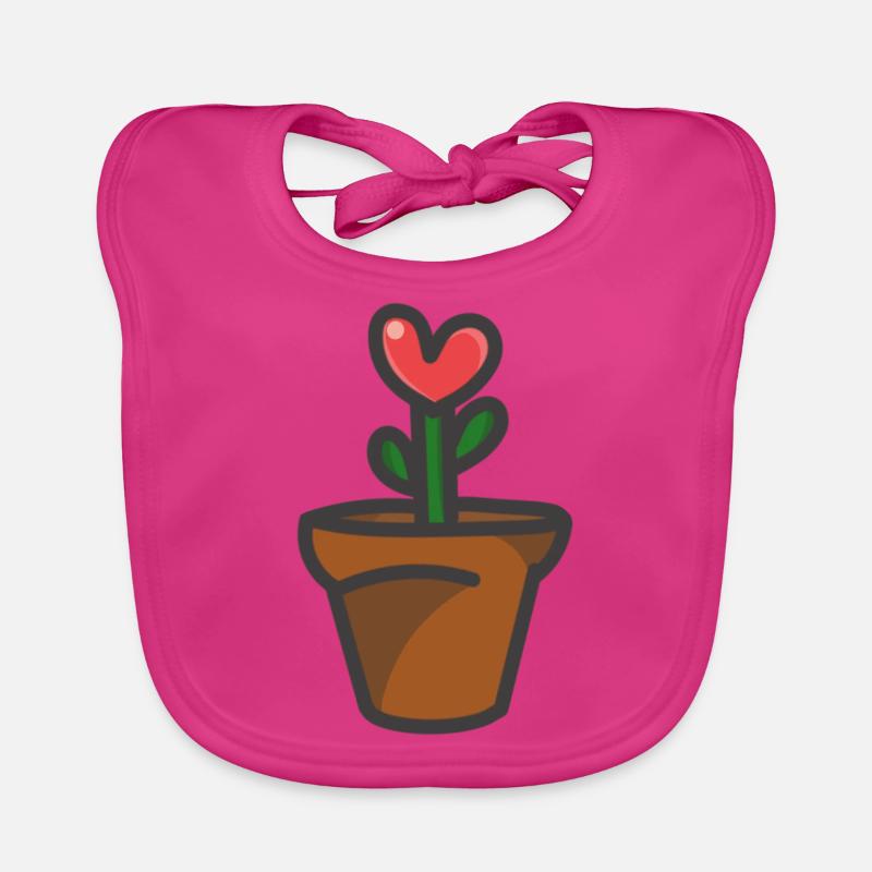 Vase avec fleur en forme de cœur Bavoir bio Bébé