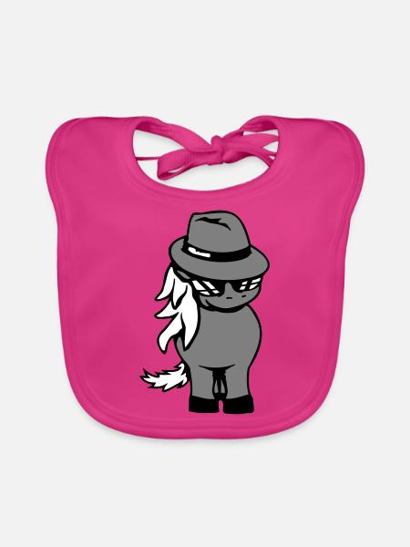 Cheval Gangster Chapeau Lunettes de soleil Criminal Cool - Bavoir bio Bébé - fuchsia - Devant