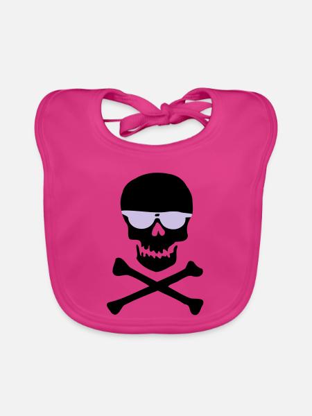 Piratl_mit_brille - Bavoir bio Bébé - fuchsia - Devant