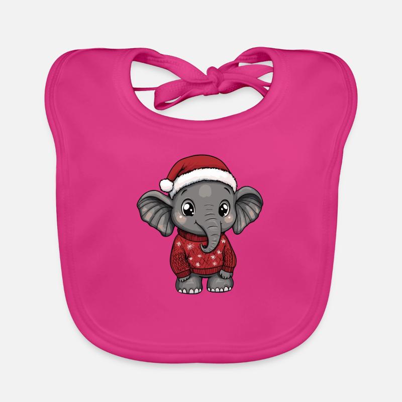 Bande dessinée de Noël éléphant Bavoir bio Bébé
