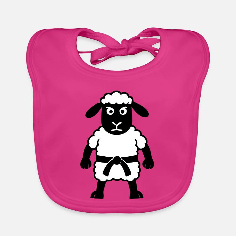 Karate Schaf - Baby Bio-Lätzchen - Fuchsia