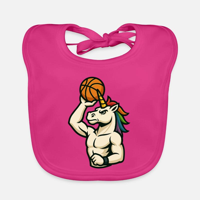 Dunking Unicorn Hoops Organic Baby Bibs