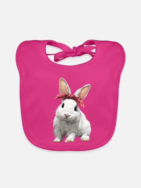 Hase Kaninchen Schleife - Baby Bio-Lätzchen - Fuchsia
